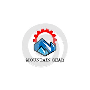Mountain gear logo vector concept, icon, element, and template for company