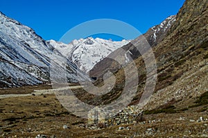 Mountain glacier and avalanche landscape