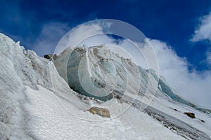 Mountain glacier and avalanche landscape