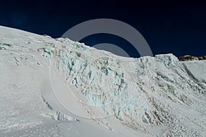 Mountain glacier and avalanche landscape