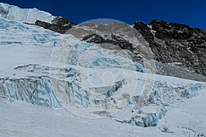 Mountain glacier and avalanche landscape