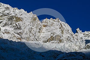 Mountain glacier and avalanche landscape