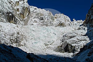 Mountain glacier and avalanche landscape