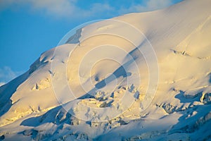 Mountain glacier on high snow peak