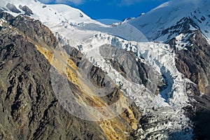 Mountain glacier on high snow peak