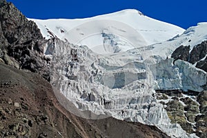 Mountain glacier on high snow peak