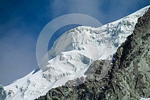 Mountain glacier on high snow peak