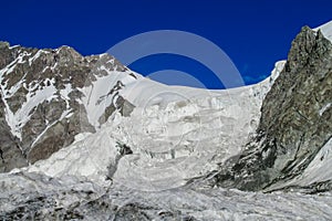 Mountain glacier on high snow peak