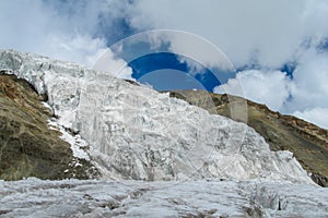 Mountain glacier on high snow peak