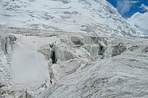 Mountain glacier on high snow peak