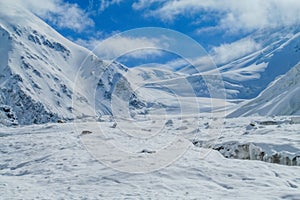 Mountain glacier on high snow peak