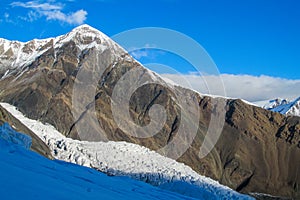 Mountain glacier on high snow peak