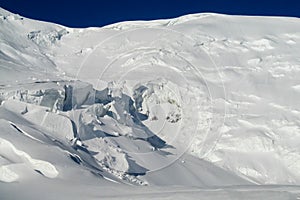 Mountain glacier on high snow peak