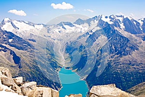 Mountain and glacier landscape in Tirol. Austria, region of Hintertux.