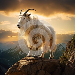 Mountain goat on cliff