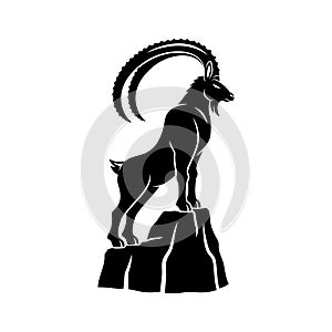 Mountain goat ibex icon.