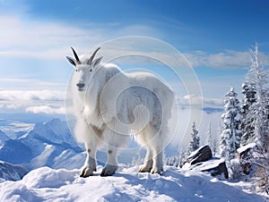 Mountain Goat standing on edge of mountain