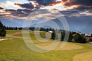 Mountain golf course in crans-montana photo