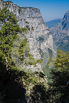 Mountain in the gorge of Vikos in Greece. Zagoria region. National park of Pindus mountain. Greece. Epirus