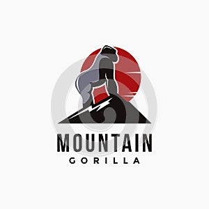 Mountain and gorilla logo vector illustration template
