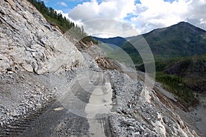 Mountain gravel road at Kolyma state highway