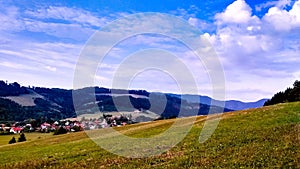 Mountain green valley village landscape, mountain view,national nature parkn