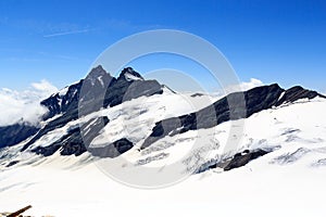 Mountain Grossglockner and glacier Pasterze panorama in Glockner Group, Austria