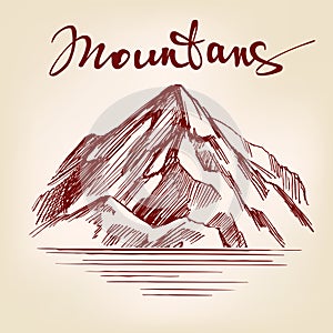 Mountain hand drawn vector llustration sketch