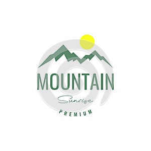 mountain high hill sunrise spirit simple colored vintage logo design vector icon illustration
