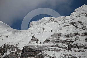 mountain high top snow winter in tzoumerka greece