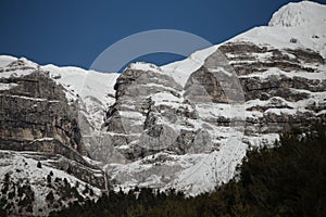 mountain high top snow winter in tzoumerka greece