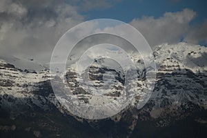 mountain high top snow winter in tzoumerka greece