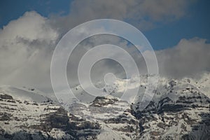 mountain high top snow winter in tzoumerka greece