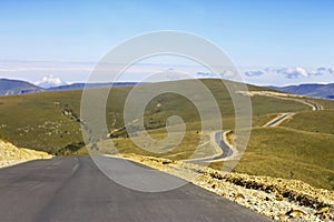 Mountain highway and landscape. North Caucasus travel.
