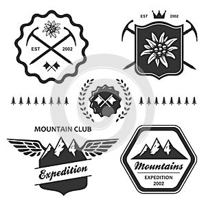 Mountain hiking outdoor symbol emblem label