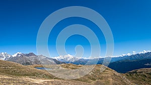 Mountain hiking panorama landscape in Mestia, Svaneti region in Georgia.