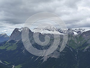 Mountain hiking to Hohe Munde mountain, Tyrol, Austria photo