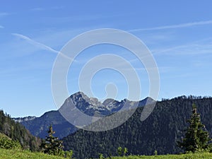 Mountain hiking tour to Auerspitze mountain, Wendelstein, Bavaria, Germany