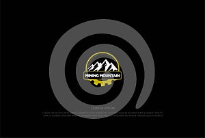 Mountain Hill with Gear Cog for Mining or Bike Sport Logo Design