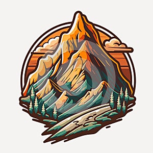 Mountain hill logo design vector, nature landscape adventure illustration