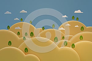 Mountain hill natural scene 3d illustration.