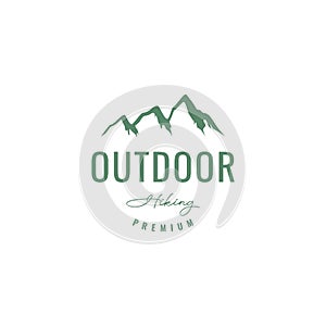 mountain hill peak hiking outdoor nature colored hipster logo design vector icon illustration