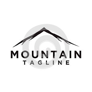 Mountain or hill or Peak logo design vector. Camp or adventure icon, Landscape symbol and can be used for travel and tourist