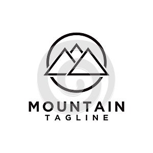 Mountain or hill or Peak logo design vector. Camp or adventure icon, Landscape symbol and can be used for travel and tourist