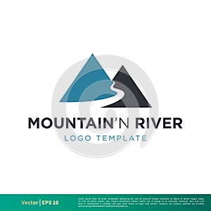 Mountain,Hill and River  Icon Vector Logo Template Illustration Design. Vector EPS 10.