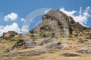 Mountain holding ruins of the medieval Markovi Kuli castle