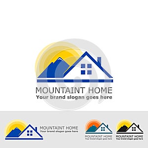 Mountain home with sun logo