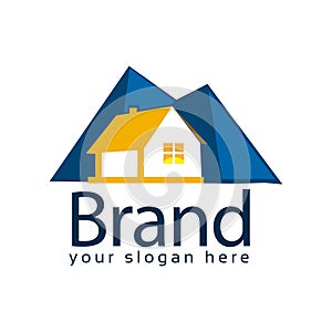 Mountain house stock logo vector. Abstract house logo. Vector Illustration on white background