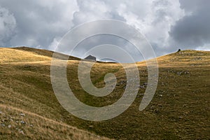 Mountain house on Vlasic mountain during cloudy day