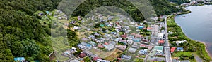 Mountain and houses at Kawaguchi lake side, Japan